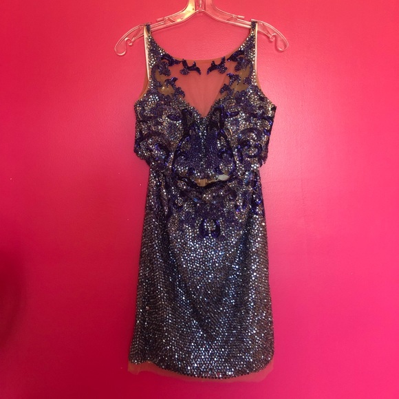 Royal Blue Sherri Hill Two Piece Dress - Picture 5 of 8